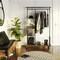 Rustic Brown Farmhouse 5 Tier Laundry Pipe Garment Rack with Wheels Industrial Storage Organizer